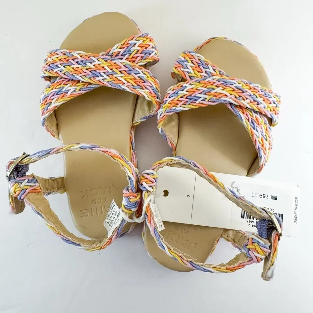 Janie and‎ Jack Girls Braided Espadrille Sandals SIZE 7 Bali Sunset Rainbow NWT